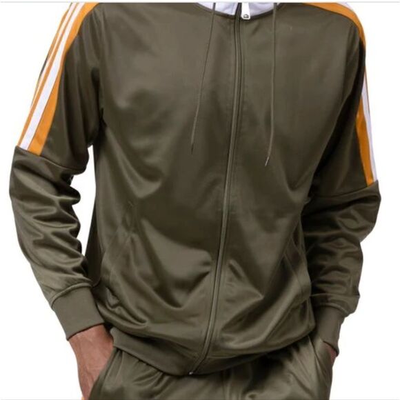 MEN'S MONTIQUE OLIVE 2 PIECE SPORT TRACK SUIT WITH HOOD. JS-30 - Picture 2 of 3